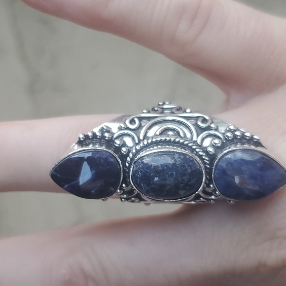 New Oversized Sodalite 925 Silver Statement Ring. - Picture 5 of 16